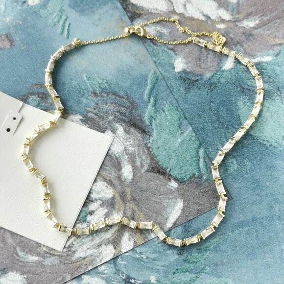 Kendra Scott Juliette Gold White Crystal Strand Necklace New w/dust bag - Picture 2 of 3